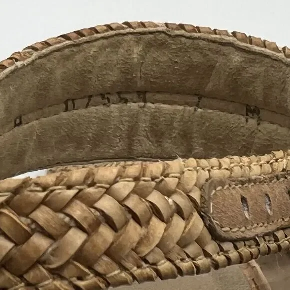 Stuart Weitzman Minx Tan Woven Leather Ankle Strap Cork Wedge Sandals Women’s 7 - Picture 13 of 16